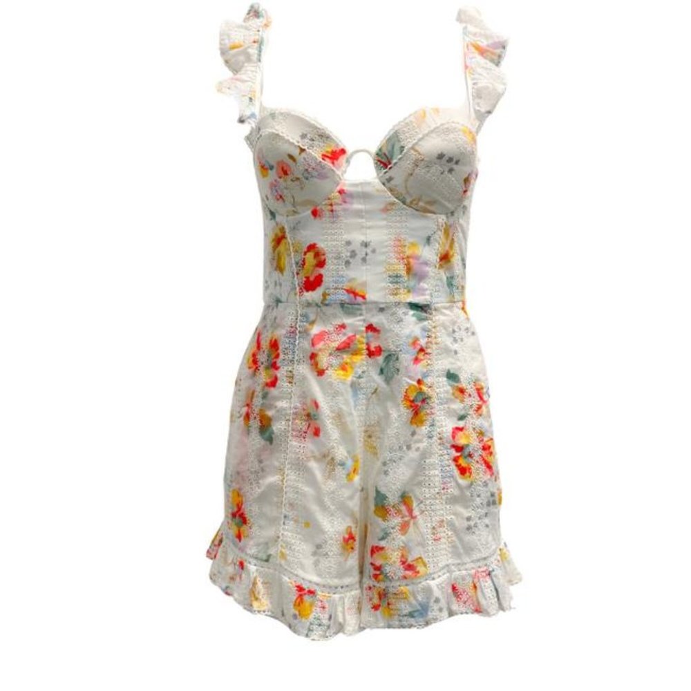 ZIMMERMANN White Floral Belle Bustier Romper